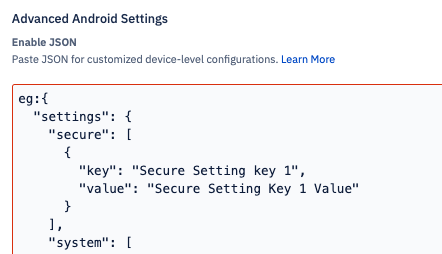 advanced android settings enable json