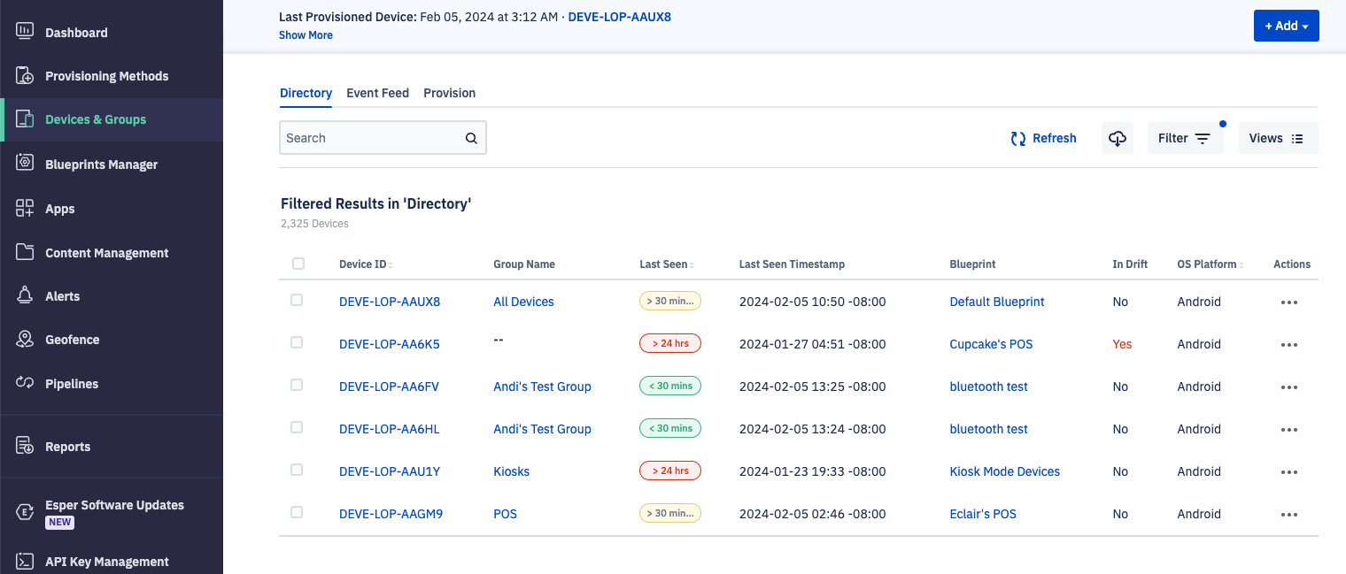 devices and groups