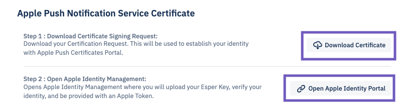download certificate and open apple identity portal highlighted
