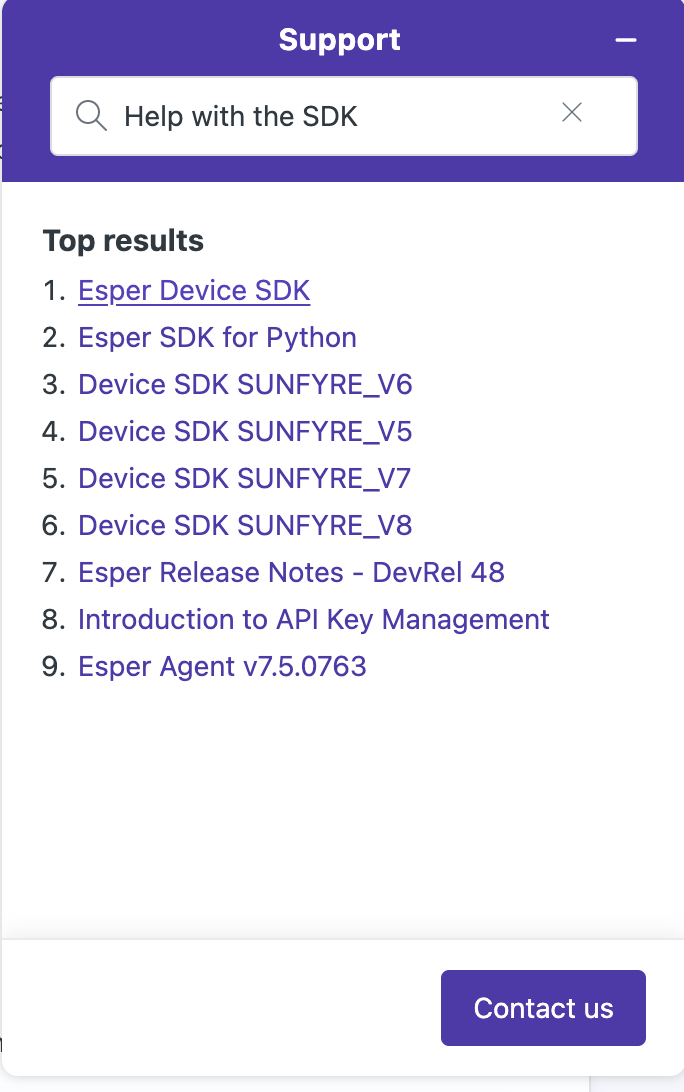 help with sdk in the text filed with relevant articles suggested.png