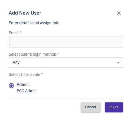 add new user invite form