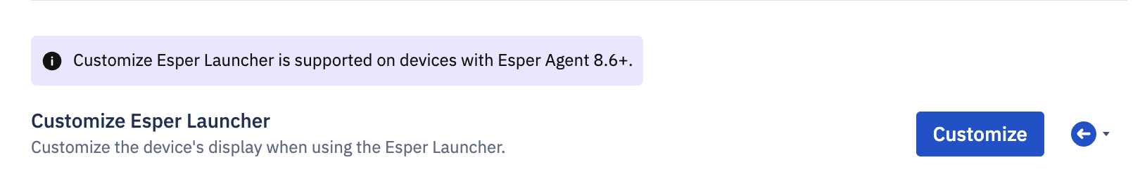 customizations for esper launcher in display and branding set to provision only.png
