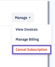 cancel subscription selected from the manage menu.png