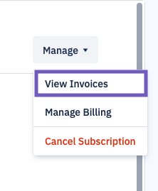 view invoices selected from the manage menu.png