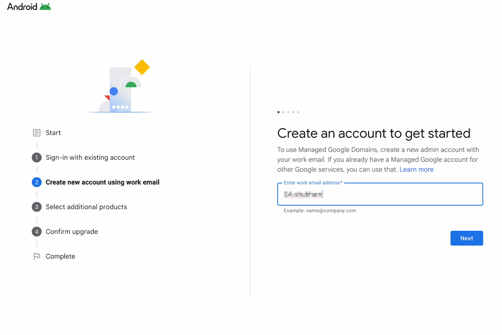 Screenshot of the Esper Console’s blueprint settings page with 'Managed Google Play' toggle enabled in Platform Services, showing how to enroll devices.