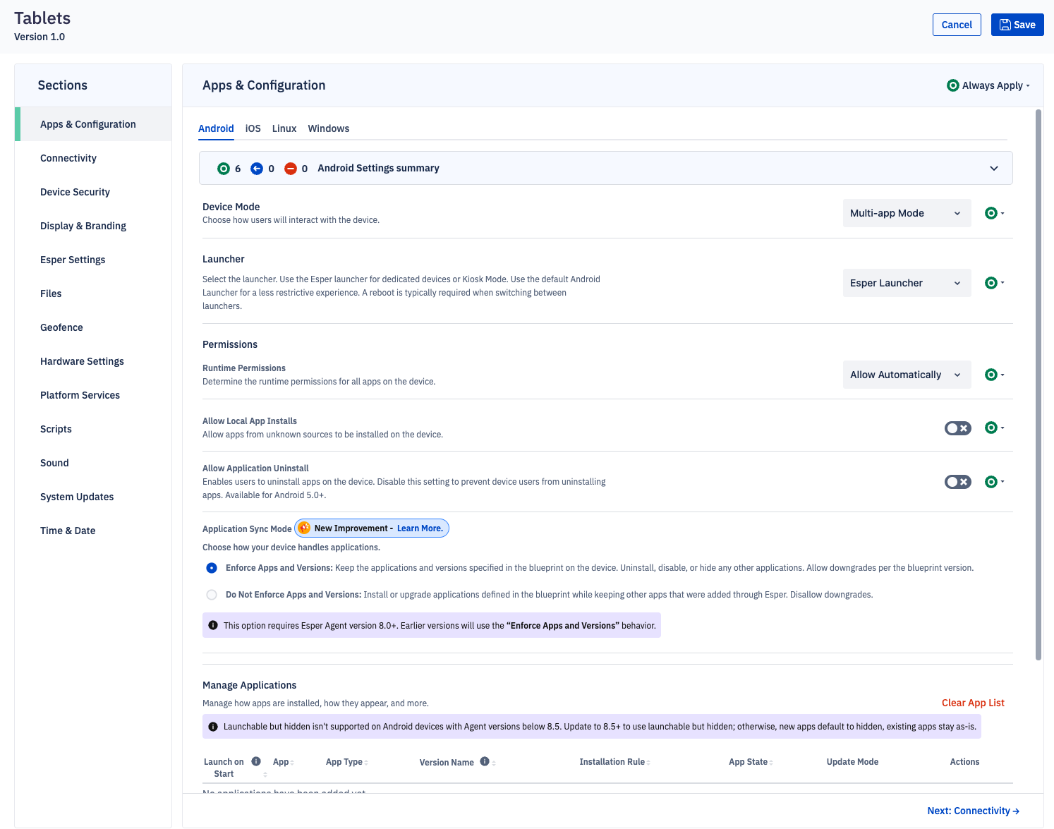 The apps and configuration section of a blueprint.png