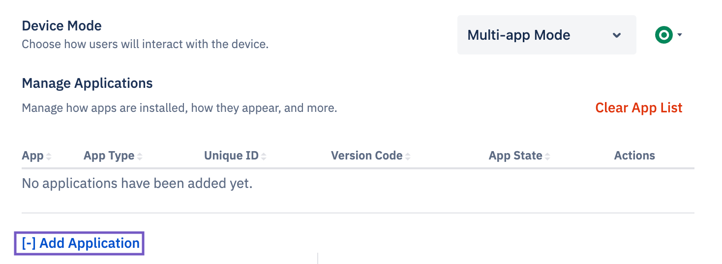 Add application highlighted.
