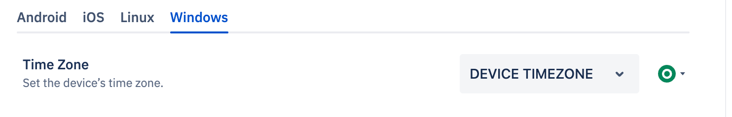 Timezone with Device timezone selected.