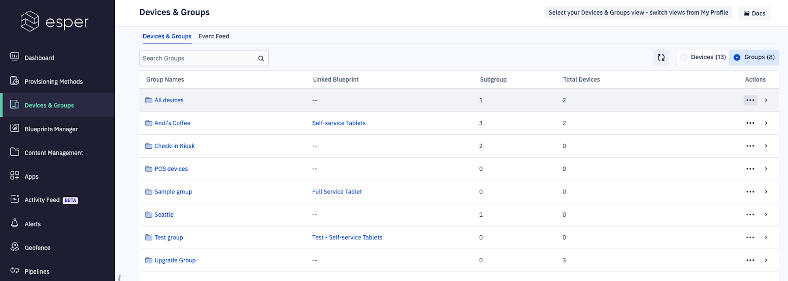 Close-up of a device row’s ellipsis (…) menu, revealing individual actions available for that device.”