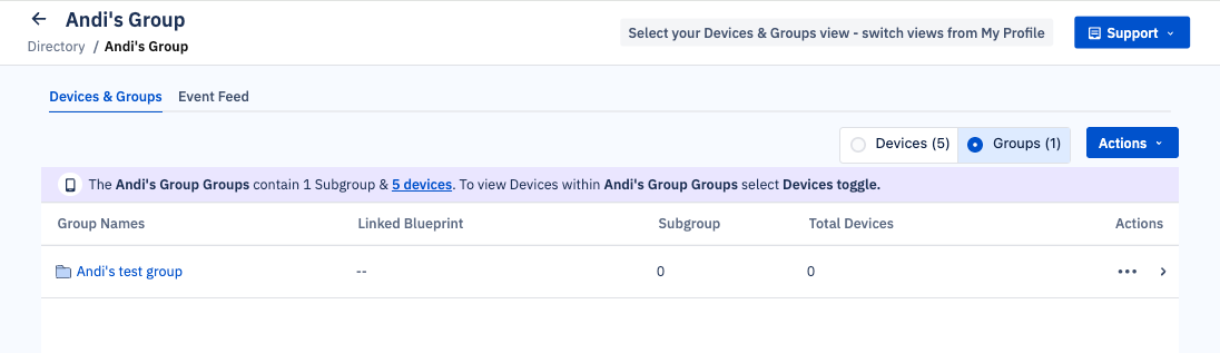 group naviation showing breadcrumb of group