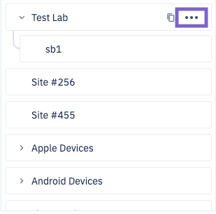 The ellipsis selected for a group showing dropdown group actions such as create sub group, edit group details, delete, and link/unlink blueprint