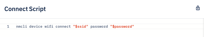 Linux custom script sowing dynamic arguments for wifi ssid and password.