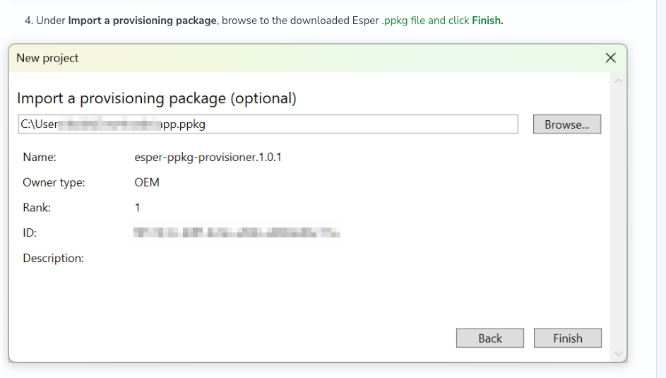 importing the provisioning package file into Windows Configuration Designer
