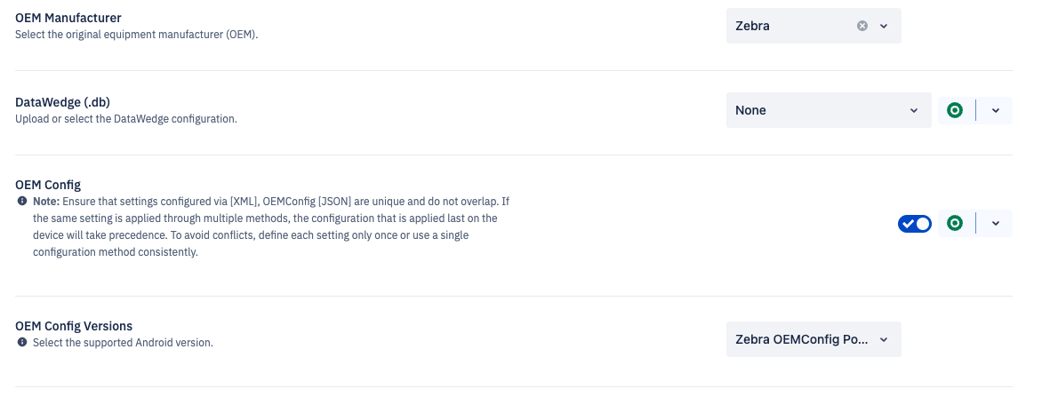 options for configuration including oem manufacturer, datawedge file, oem config and oem config version.png