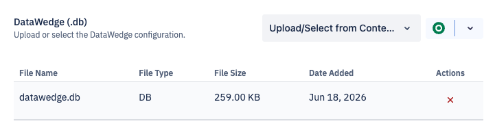 datawedge showing the upload:select option and a datawedge dot db file uploaded.png