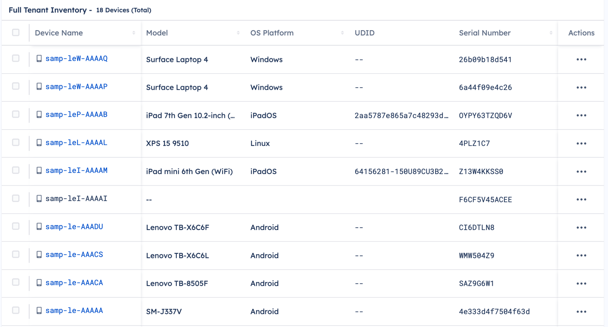 The device list in the Devices & Groups view showing the updated fonts.