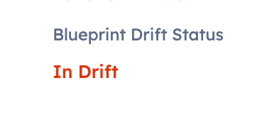 Blueprint drift status for a device showing in drift.