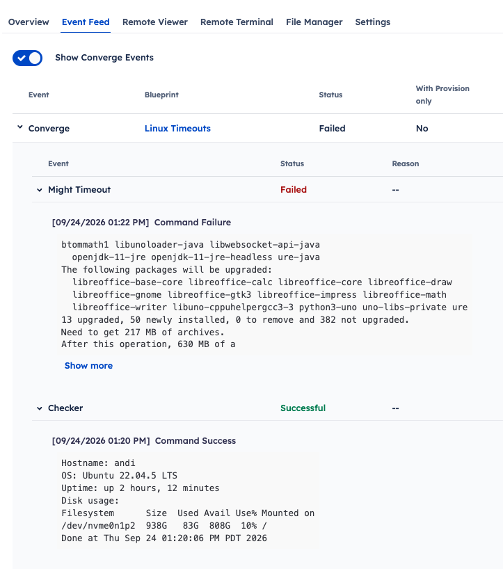 scripts in the event feed converge tab. Once has succeeded and one has failed so the blueprint converge operation is marked as failed..png