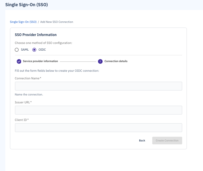 OIDC selected with fields showing connection name, Issuer URL, and Client ID fields.png