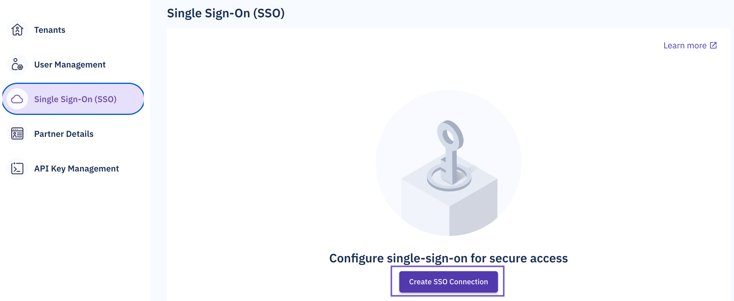 create sso connection screen with the create sso connection button highlighted.png