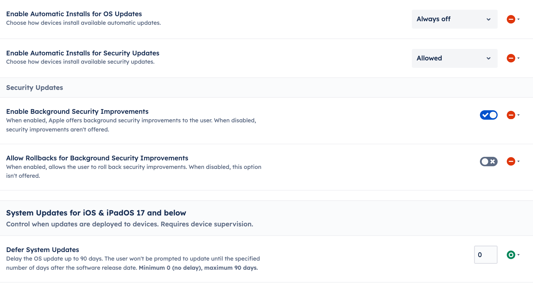 Security updates for a blueprint showing automatic installs and background secuirty improvements.